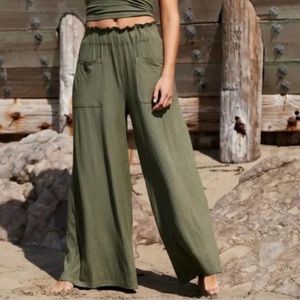 Free People Olive Wide Leg Pants